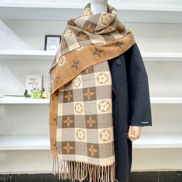 Comfy Warm Plaid Double Side Tassel Winter Scarf