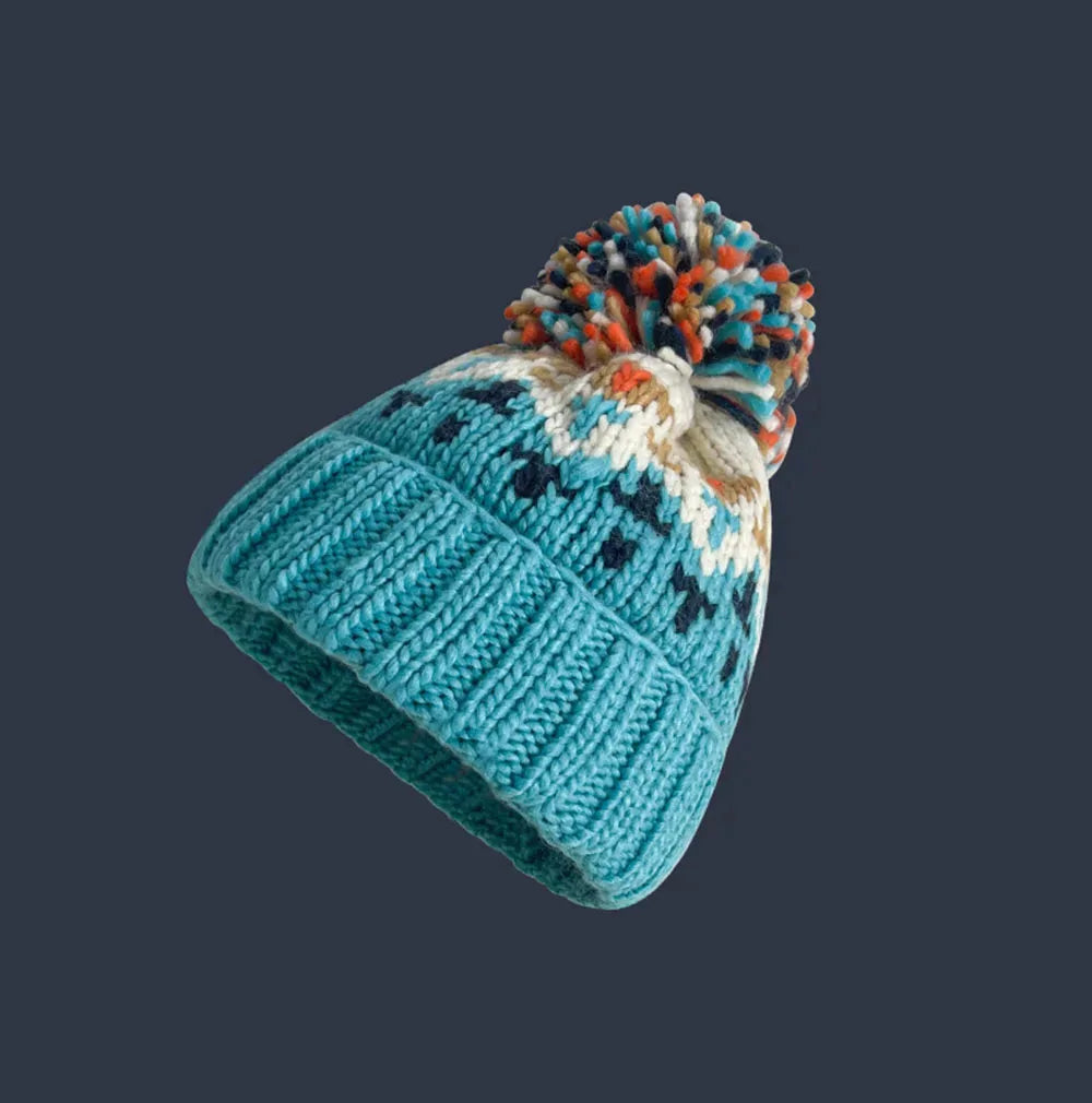 Cozy Snowflake Pom Winter Beanie