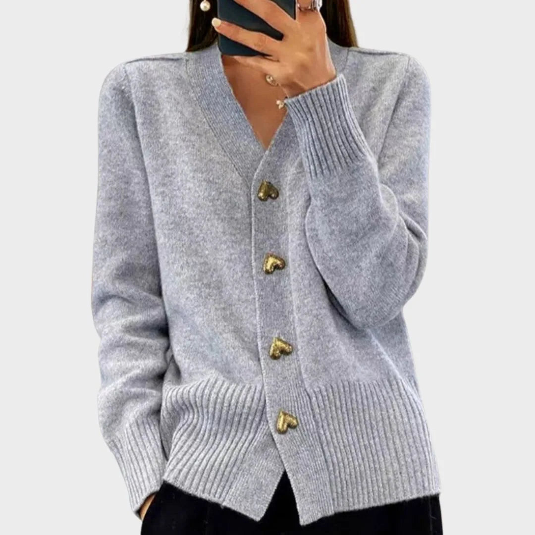Elegant Heart Button Winter Cardigan