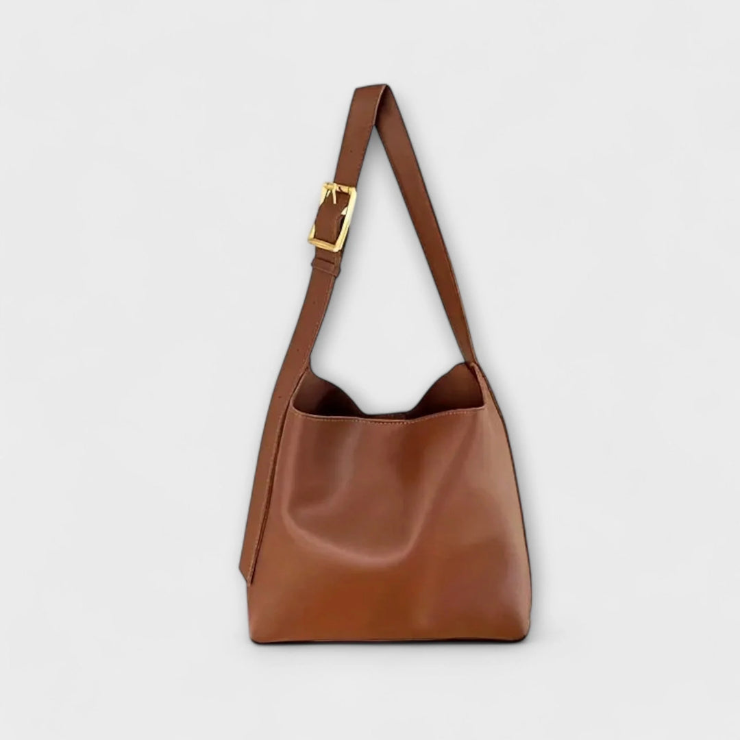Elegant Leather Shoulder Bag - Brown