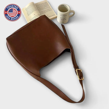 Elegant Leather Shoulder Bag - Brown