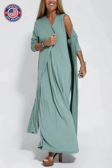 Elegant Long Winter Dress with Coordinated Cardigan