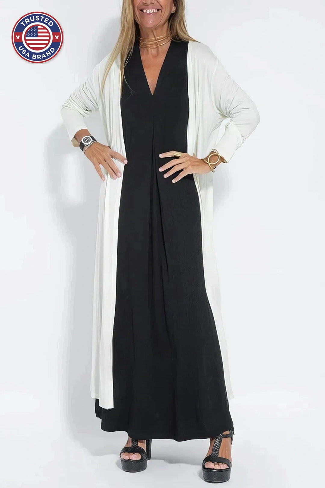 Elegant Long Winter Dress with Coordinated Cardigan