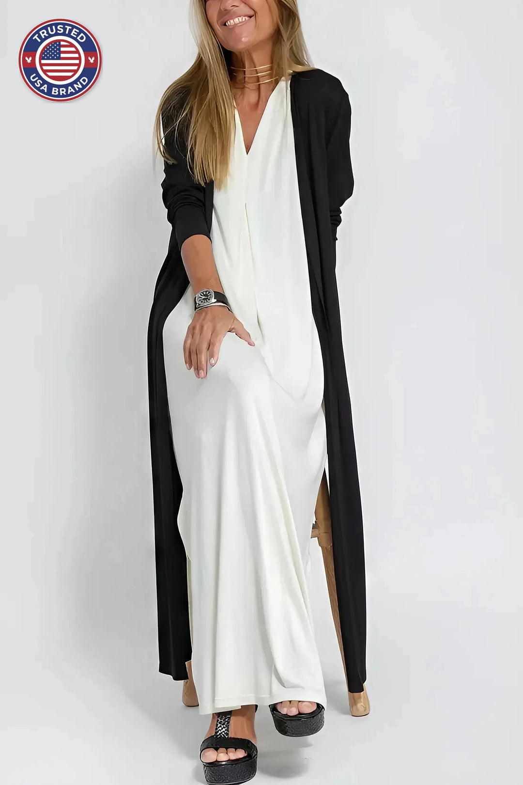 Elegant Long Winter Dress with Coordinated Cardigan