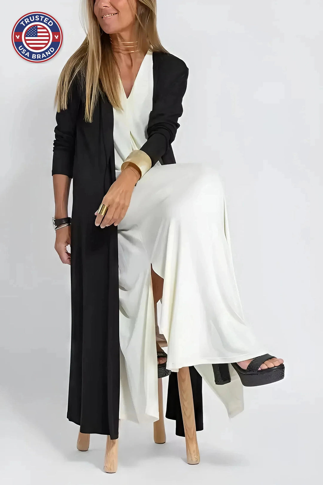 Elegant Long Winter Dress with Coordinated Cardigan