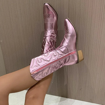 Elegant Metallic Winter Cowboy Boots