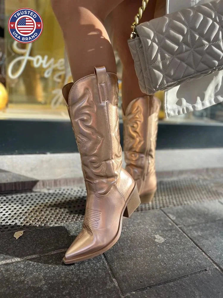 Elegant Metallic Winter Cowboy Boots
