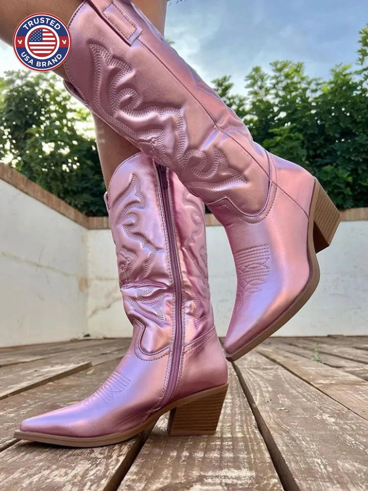 Elegant Metallic Winter Cowboy Boots