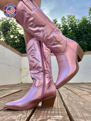 Elegant Metallic Winter Cowboy Boots