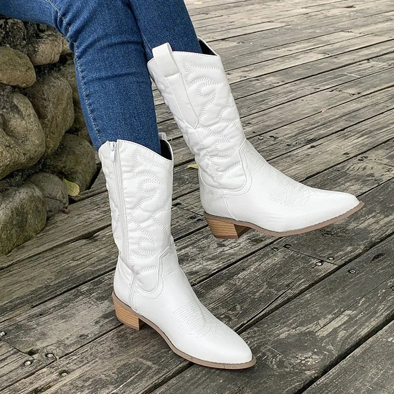 Elegant Metallic Winter Cowboy Boots