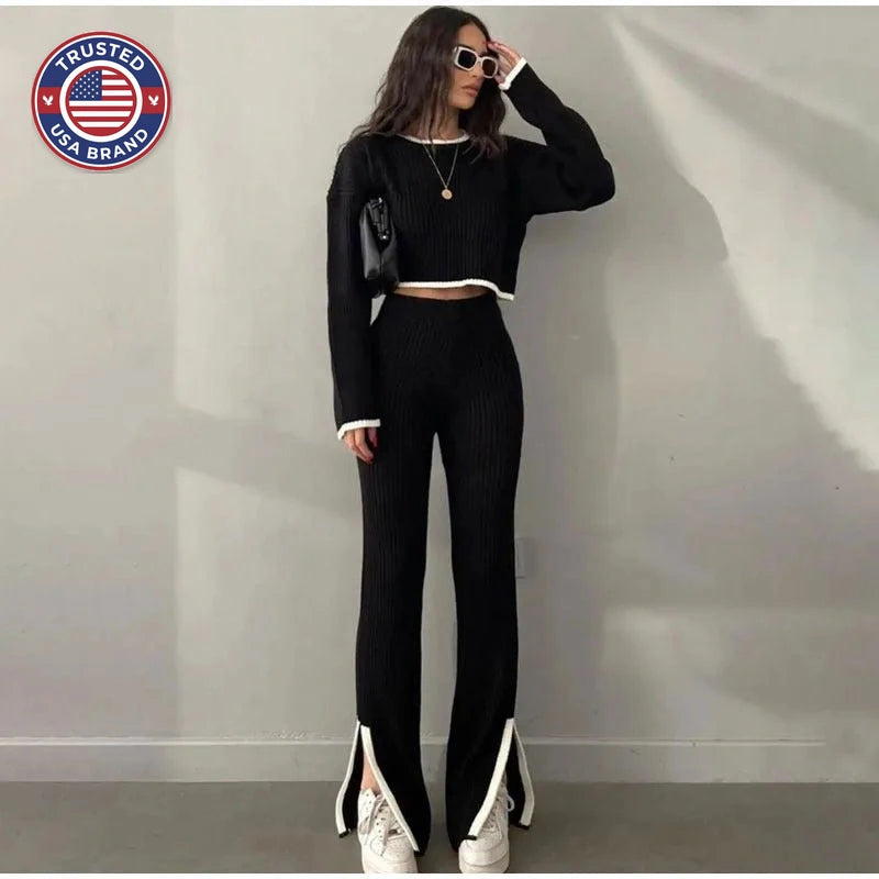 Knitted Winter Two-Piece Set – Stylish & Comfortable