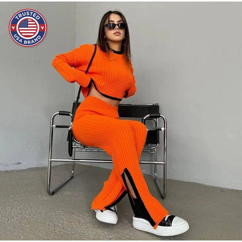 Knitted Winter Two-Piece Set – Stylish & Comfortable
