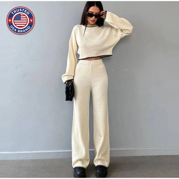 Knitted Winter Two-Piece Set – Stylish & Comfortable