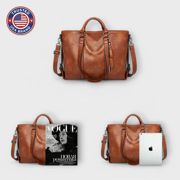 Large Leather Bag - Brown