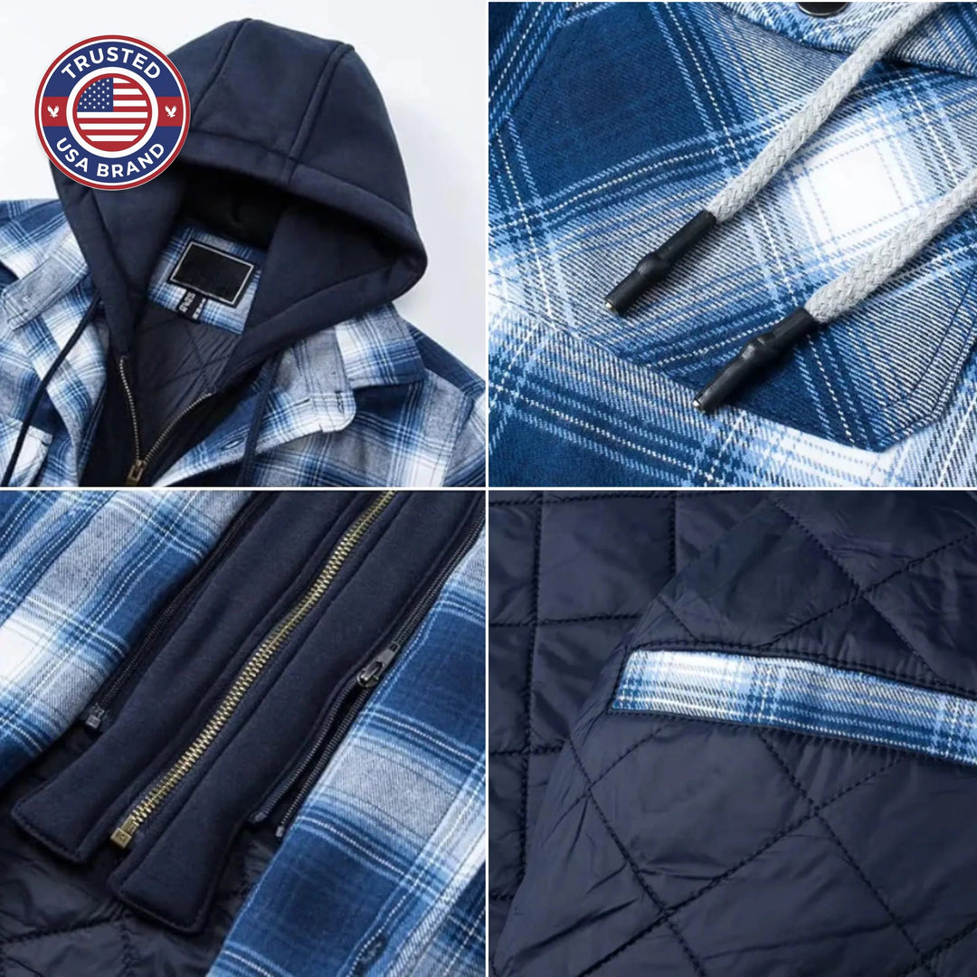 Plaid Flannel Winter Jacket with Hood