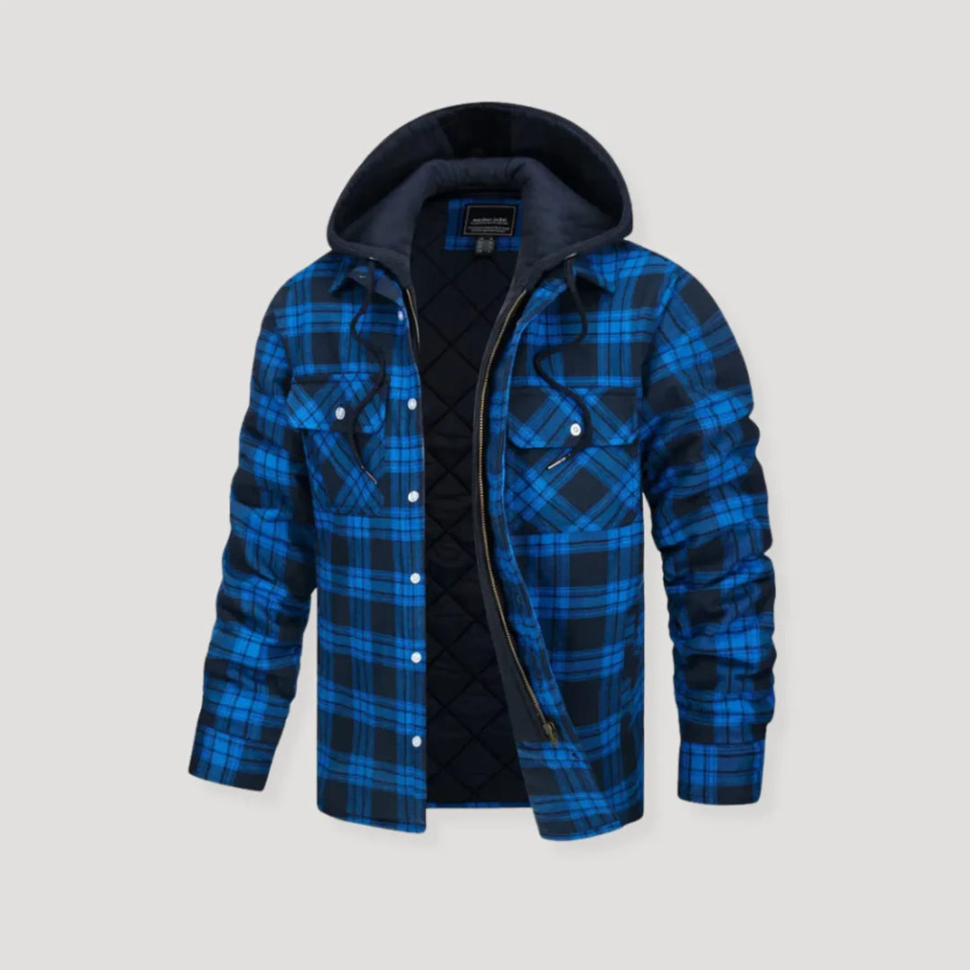 Plaid Flannel Winter Jacket with Hood