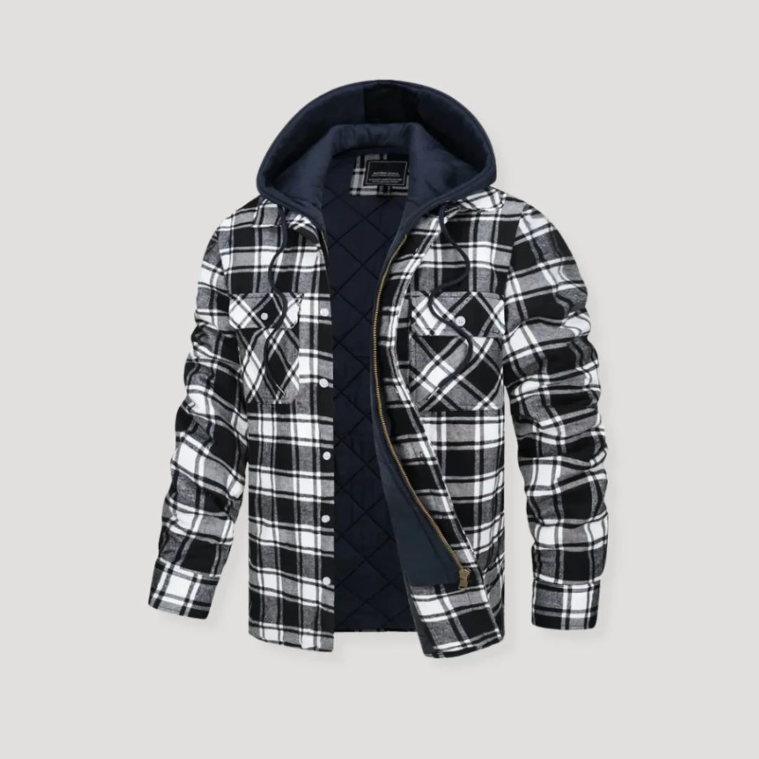 Plaid Flannel Winter Jacket with Hood