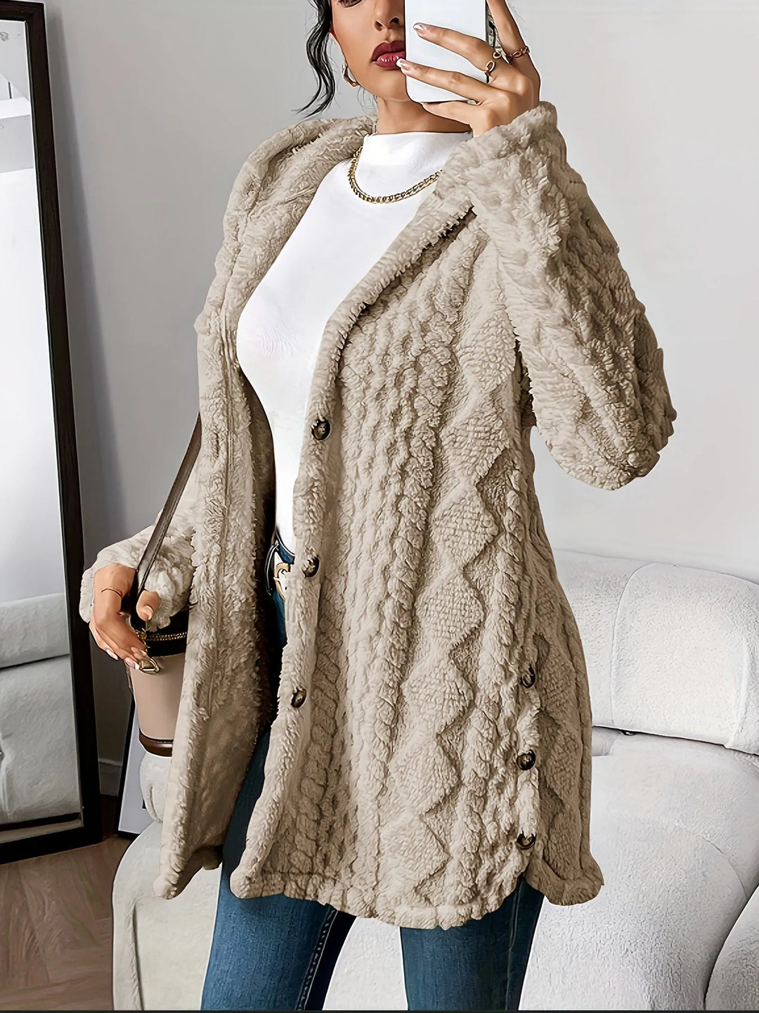 Plush Hooded Winter Cardigan