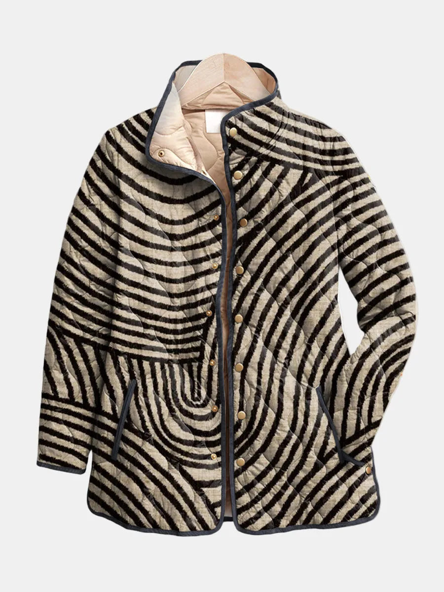 Retro Circle Design Winter Quilted Jacket