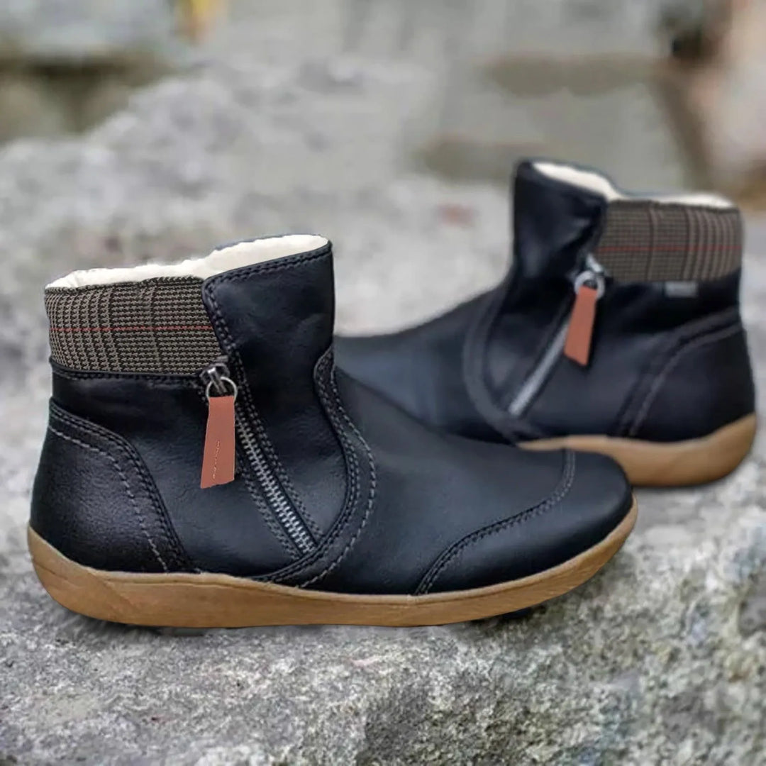 Winter Waterproof Boots Ankle Leather Zipper Women's