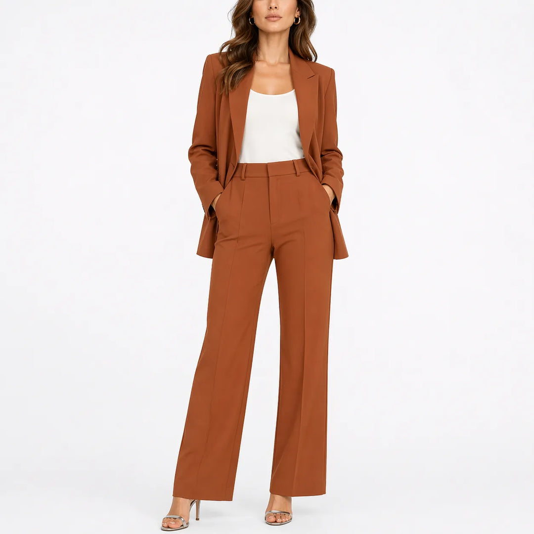 Women's Winter Blazer and Straight-Leg Pants Set