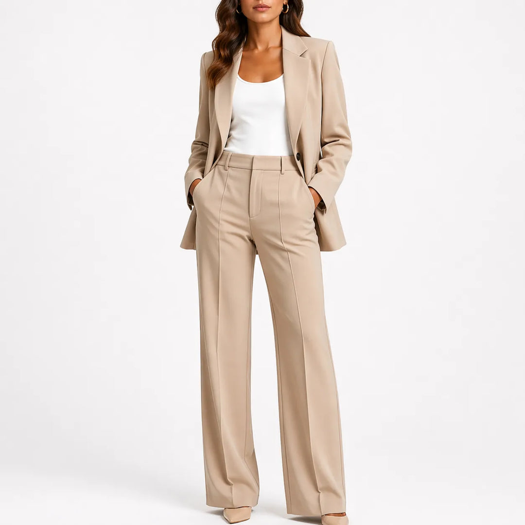 Women's Winter Blazer and Straight-Leg Pants Set