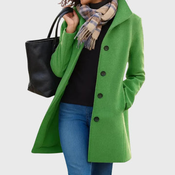 Women's button-front notch lapel winter wool coat