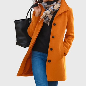 Women's button-front notch lapel winter wool coat