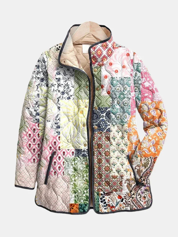 Women's button-front stand collar winter puffer jacket