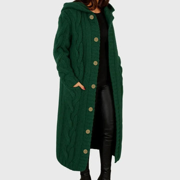Women's cable knit button-front winter cardigan