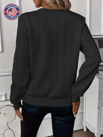 Women's cable knit half-zip stand collar winter sweatshirt