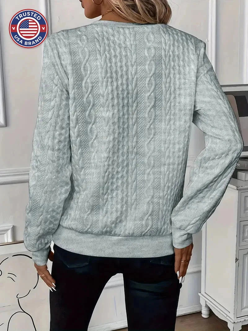 Women's cable knit half-zip stand collar winter sweatshirt