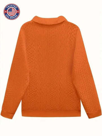 Women's cable knit half-zip stand collar winter sweatshirt