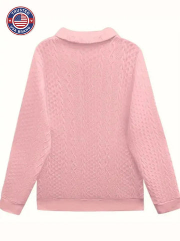 Women's cable knit half-zip stand collar winter sweatshirt