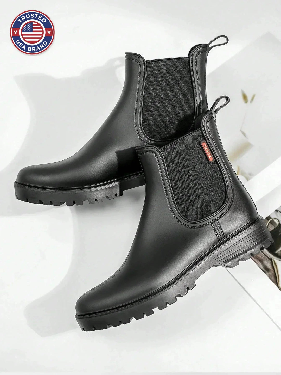 Women's winter chelsea boots with elastic side gussets