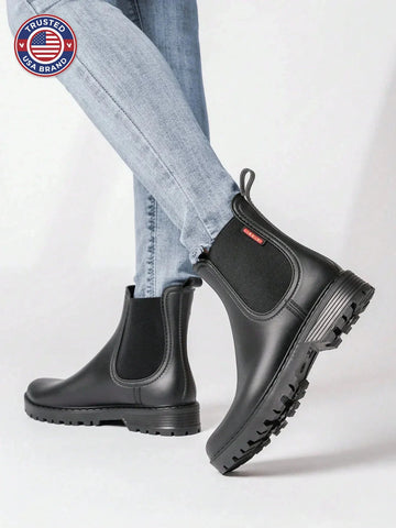 Women's winter chelsea boots with elastic side gussets