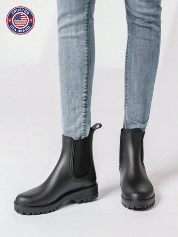 Women's winter chelsea boots with elastic side gussets