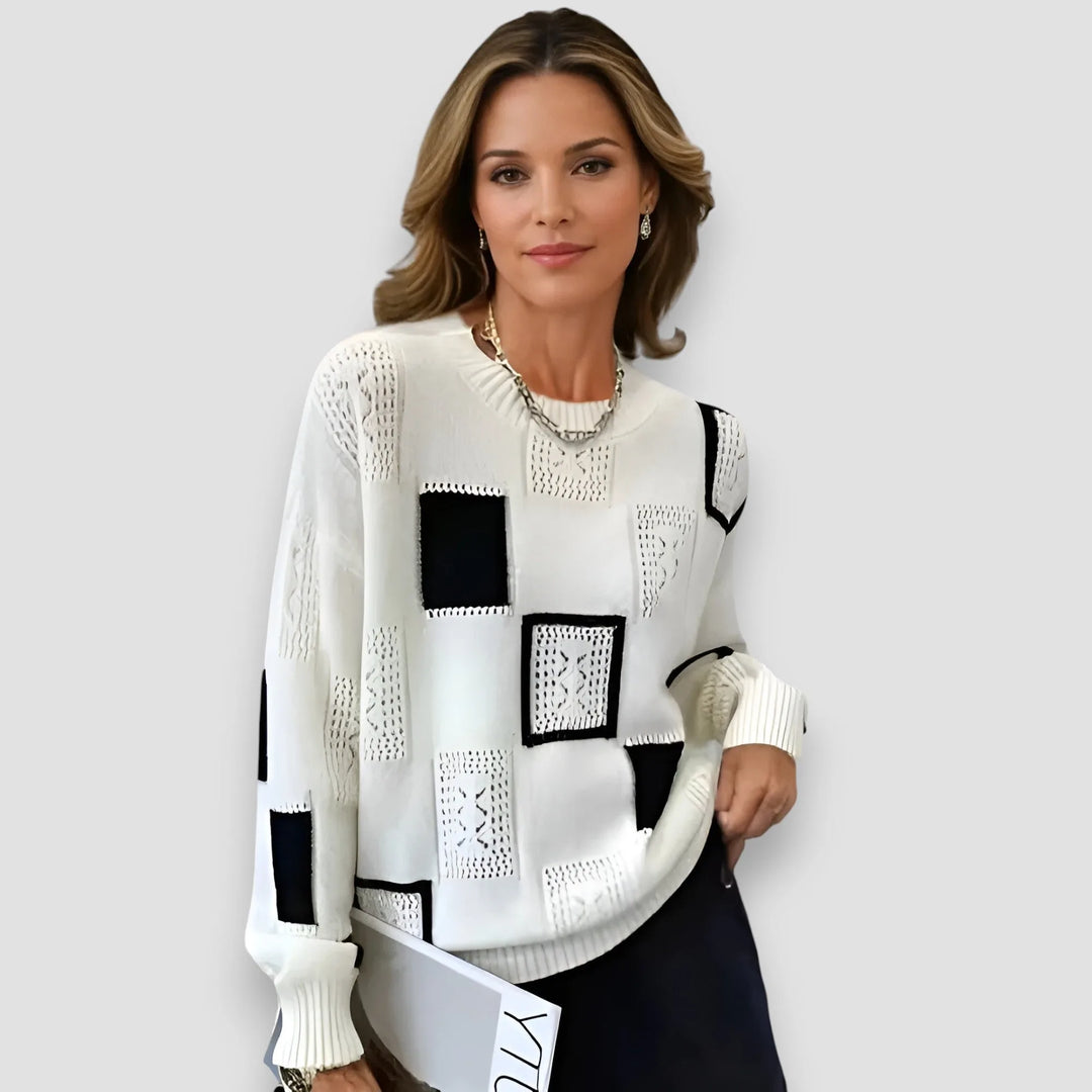 Women's colorblock knit crew neck winter sweater