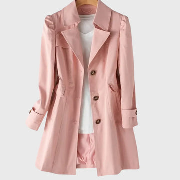 Women's cotton button-front notch lapel winter trench coat