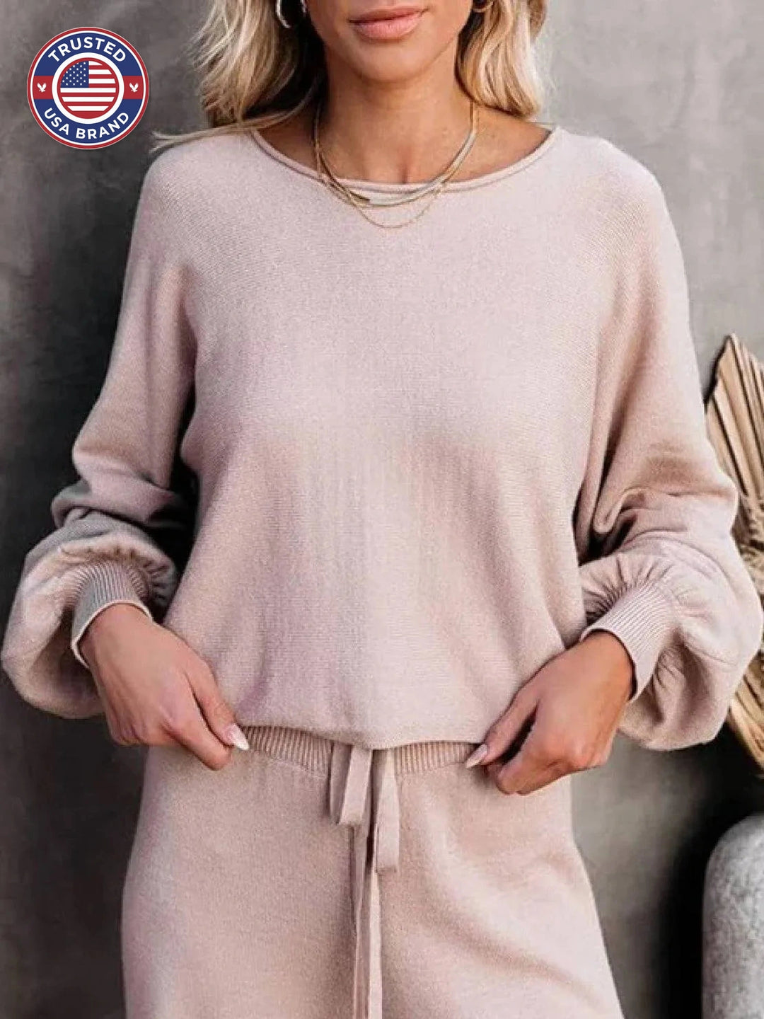 Women's Cropped Winter Sweatshirt and Wide-Leg Pants Lounge Set