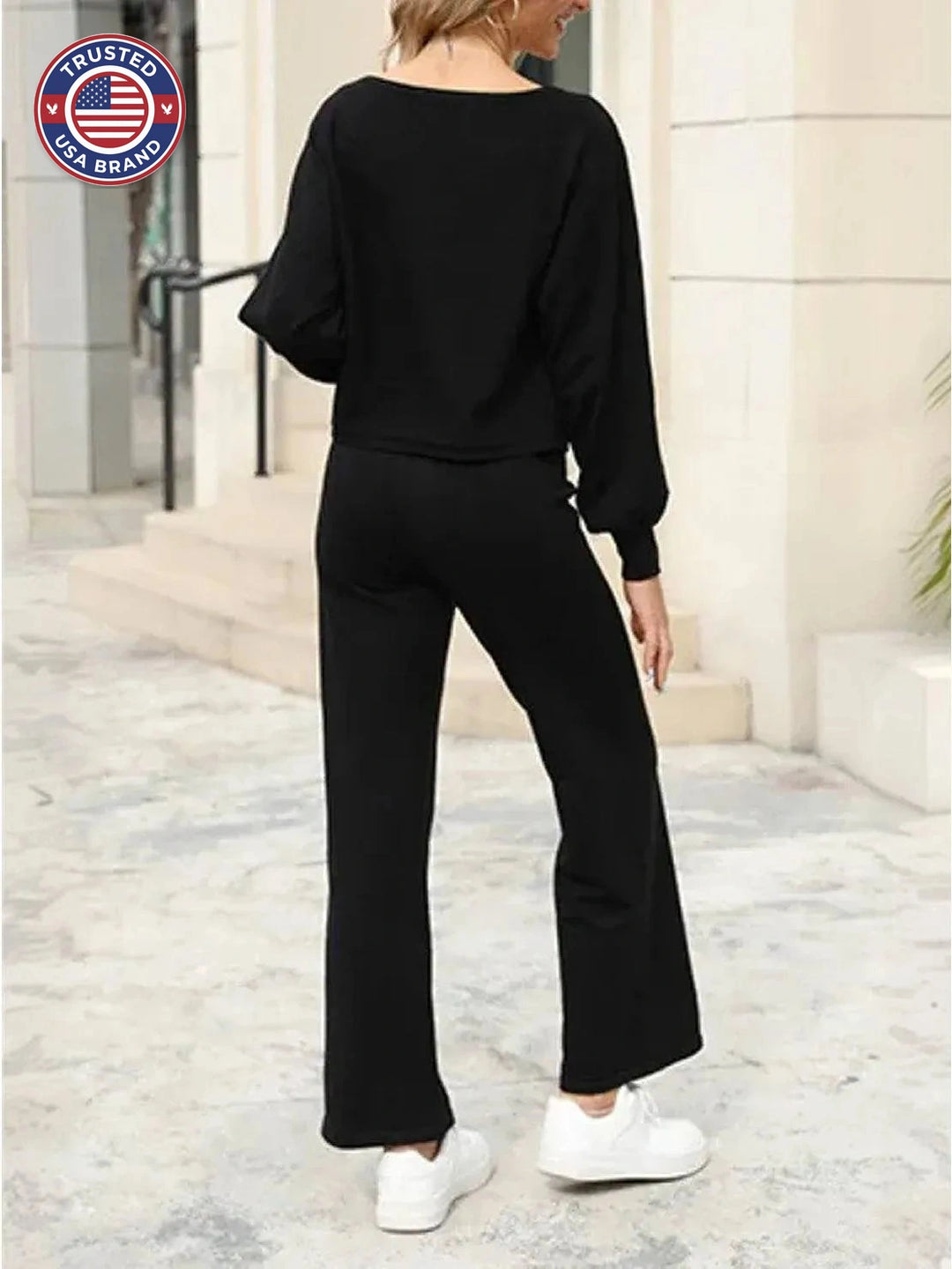 Women's Cropped Winter Sweatshirt and Wide-Leg Pants Lounge Set