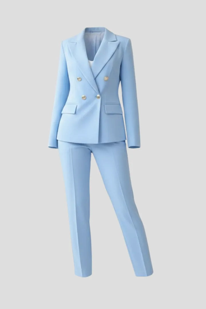 Women's Winter Double Breasted Blazer Suit Set