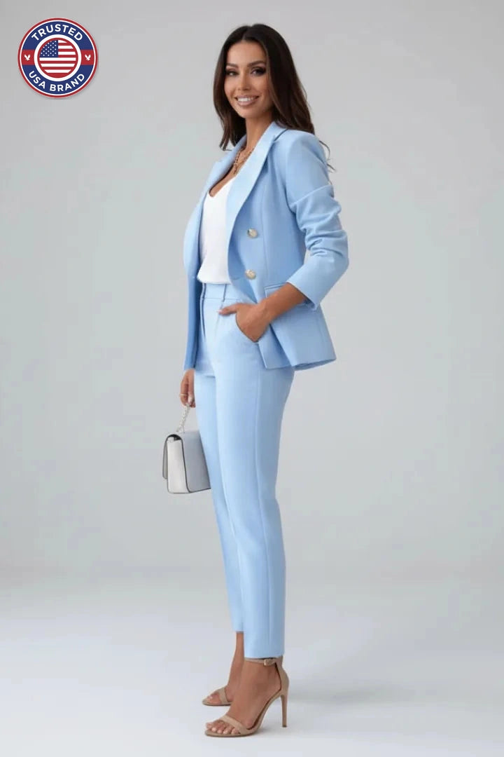 Women's Winter Double Breasted Blazer Suit Set