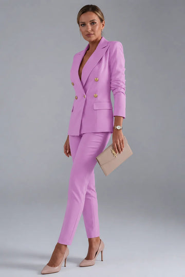 Women's Winter Double Breasted Blazer Suit Set