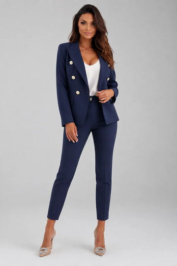 Women's Winter Double Breasted Blazer Suit Set