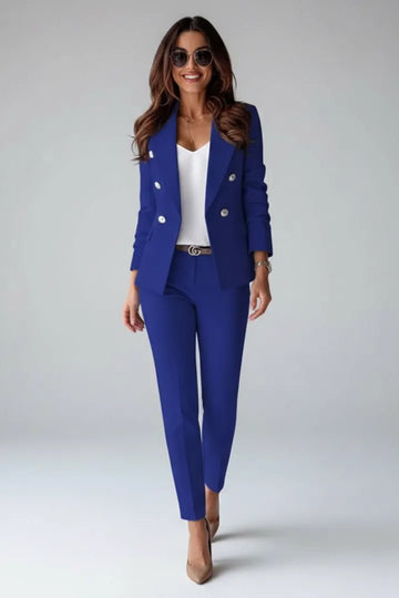 Women's Winter Double Breasted Blazer Suit Set