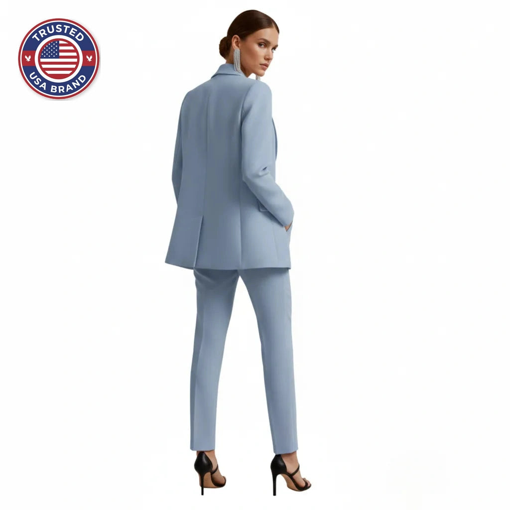 Women's Winter Double Breasted Blazer Suit Set