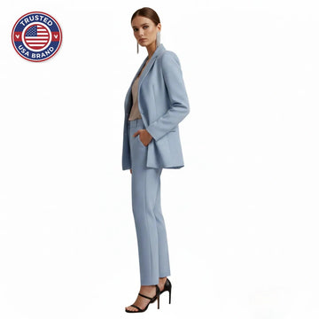Women's Winter Double Breasted Blazer Suit Set