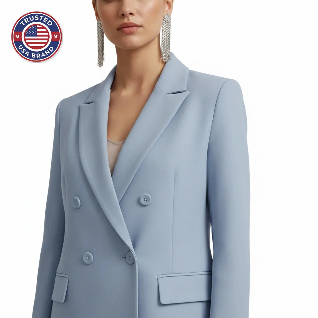 Women's Winter Double Breasted Blazer Suit Set