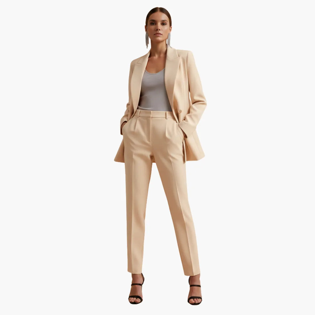 Women's Winter Double Breasted Blazer Suit Set